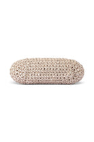 ELSHAM BOUTIQUE Taylor gold metallic crochet clutch bag with a softly structured oval silhouette
