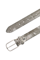 ELSHAM BOUTIQUE Cuno Silver Belt, anthracite/silver textured leather with a silver buckle. Handmade in Germany.