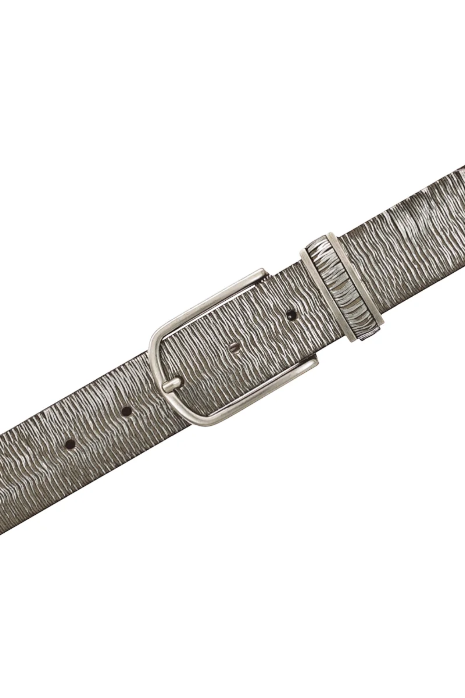 ELSHAM BOUTIQUE Cuno Silver Belt with textured leather and silver buckle. Handmade in Germany.