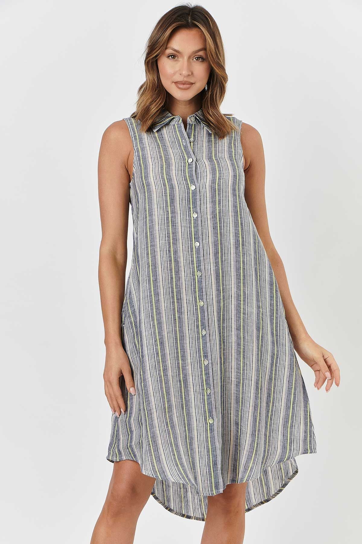 GA426 Linen Dress in Naval Gazing GA426 Linen Dress in Naval Gazing