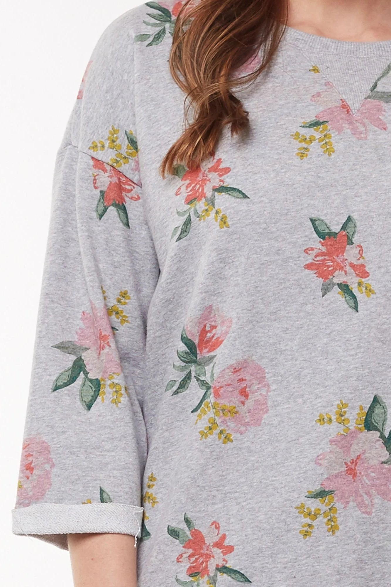 Secret Garden Fleece Crew in Grey Marle Secret Garden Fleece Crew in Grey Marle