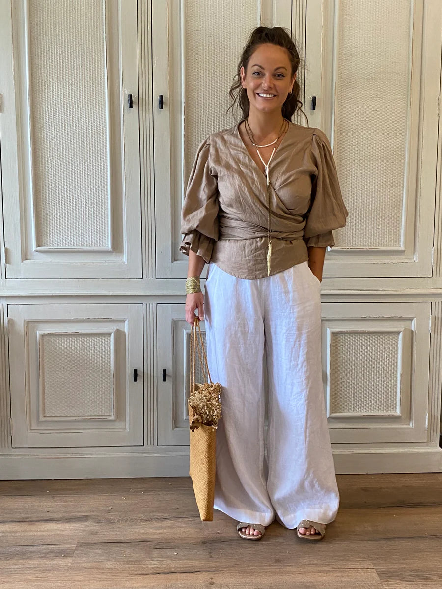 Olivia Wrap Blouse in Latte Olivia Wrap Blouse in Latte