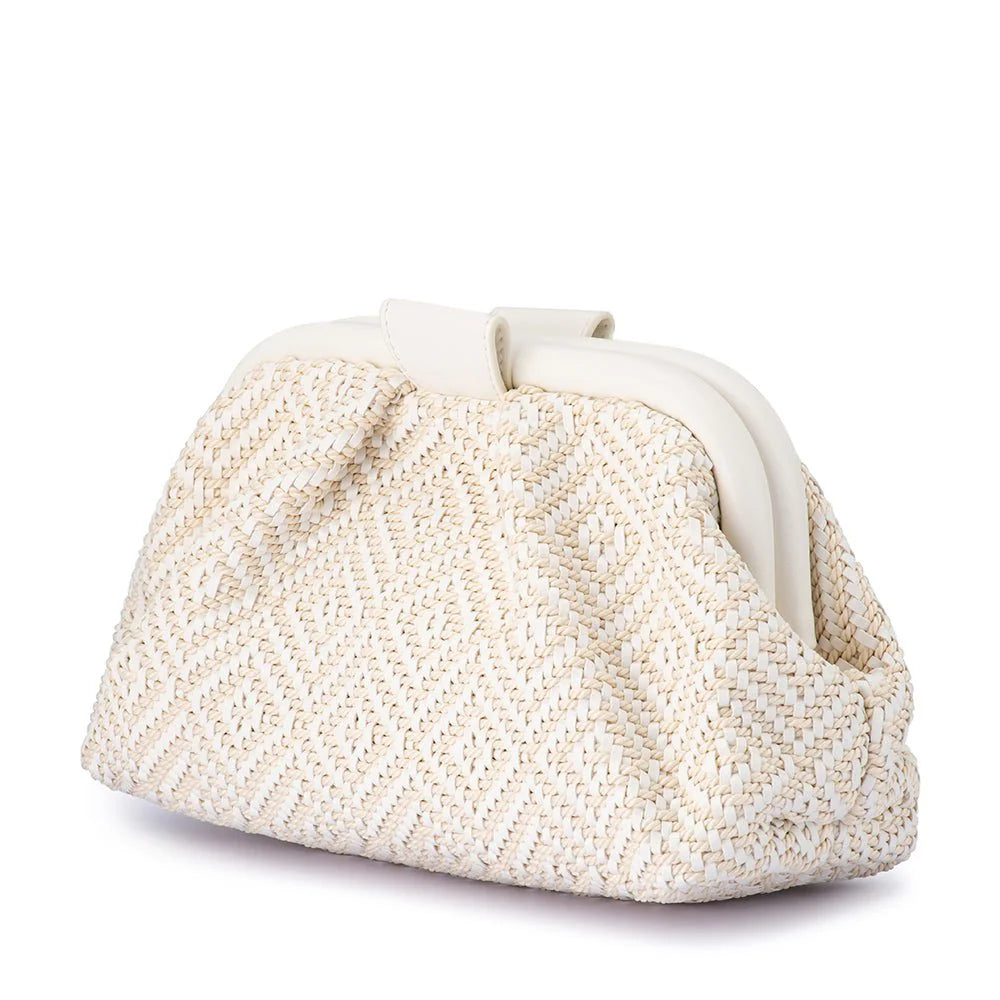 Minki Gathered Woven Clutch in White Minki Gathered Woven Clutch in White