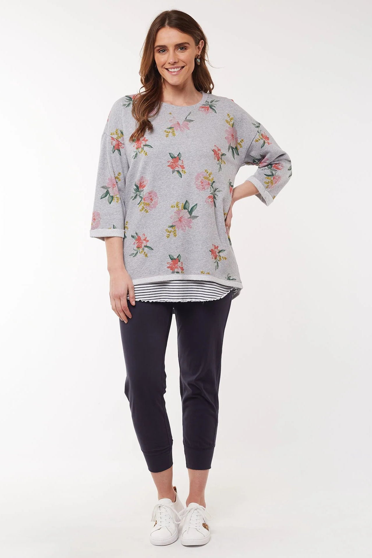 Secret Garden Fleece Crew in Grey Marle Secret Garden Fleece Crew in Grey Marle