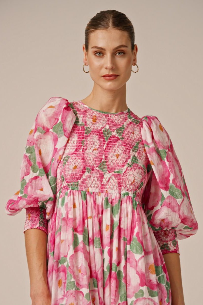 Bohemian Smocking Dress in Peonies Bohemian Smocking Dress in Peonies