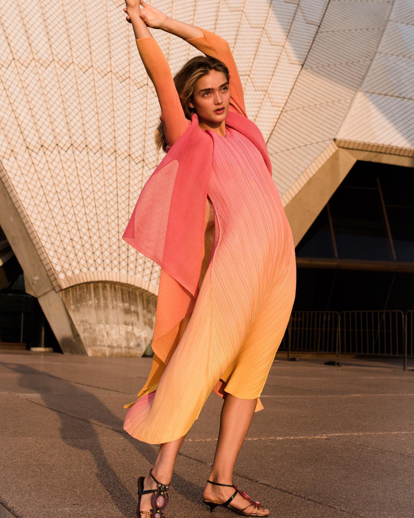 Long Estrella Dress in Hot Pink/Yellow Ombre Long Estrella Dress in Hot Pink/Yellow Ombre