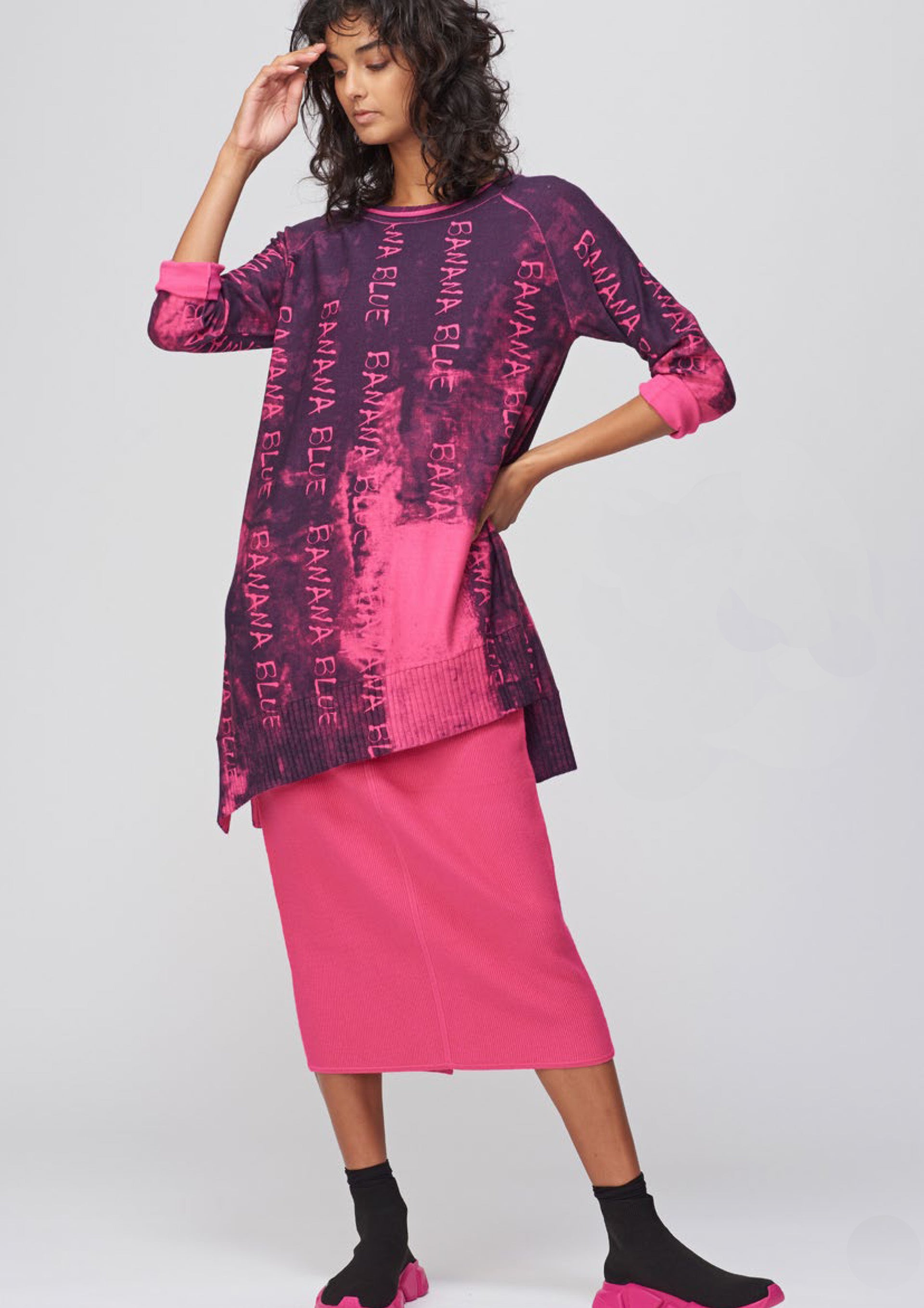 Knit Dress in Bougainvillea Graffiti