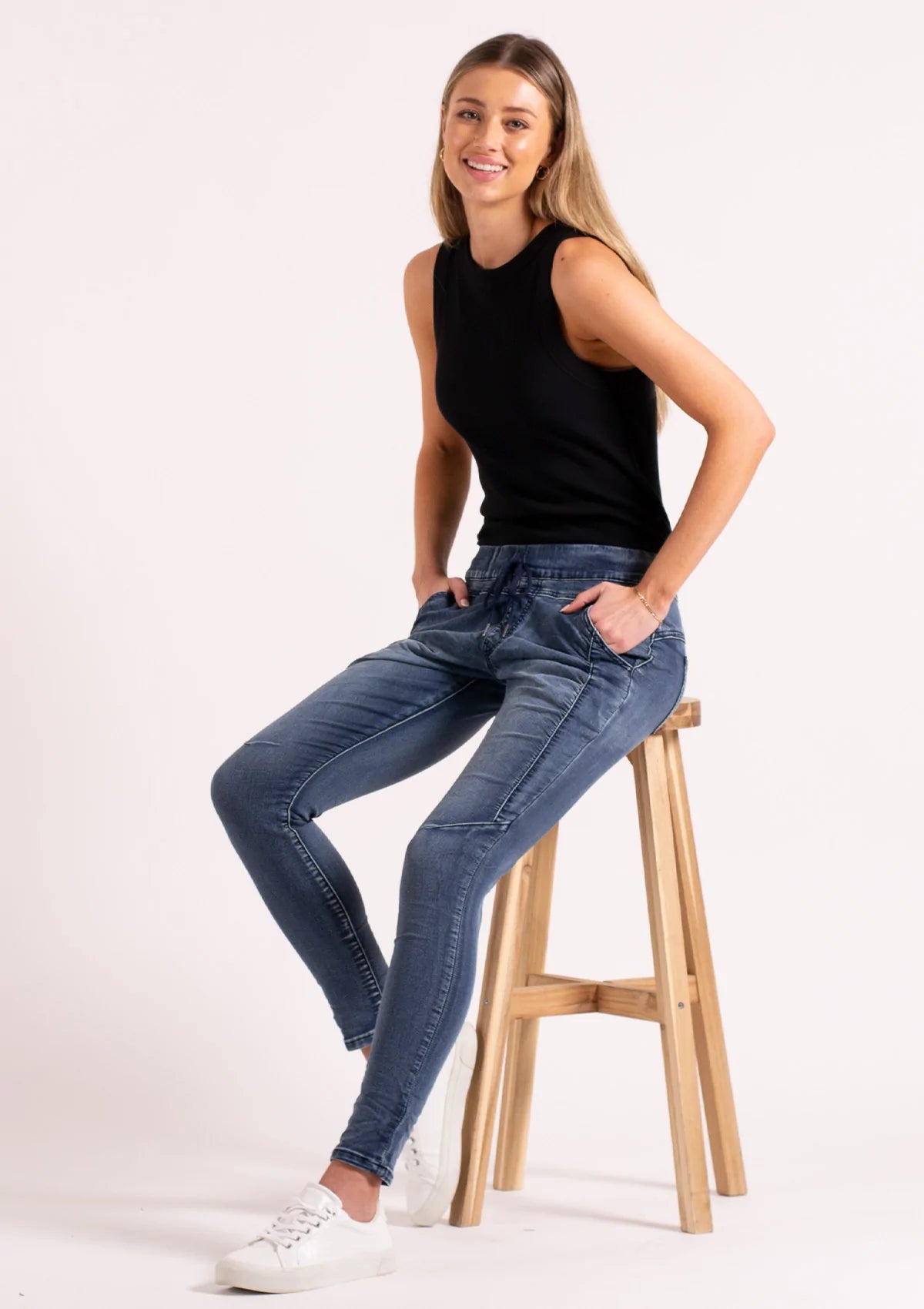 Grappa Jeans in Mid Blue Denim Grappa Jeans in Mid Blue Denim