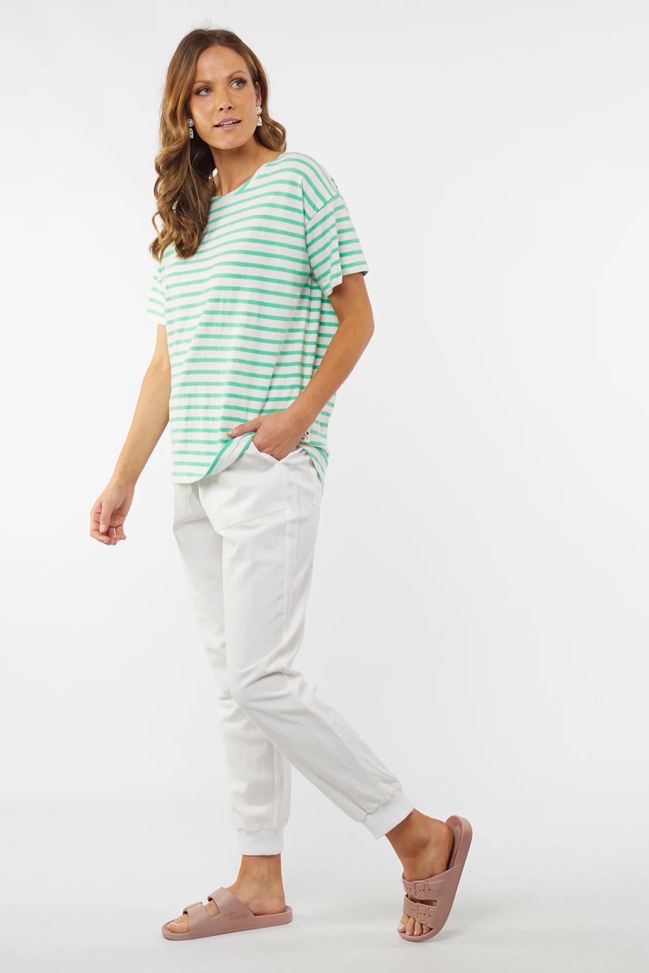 Clover Short Sleeve Tee in Mint/White Stripe Clover Short Sleeve Tee in Mint/White Stripe