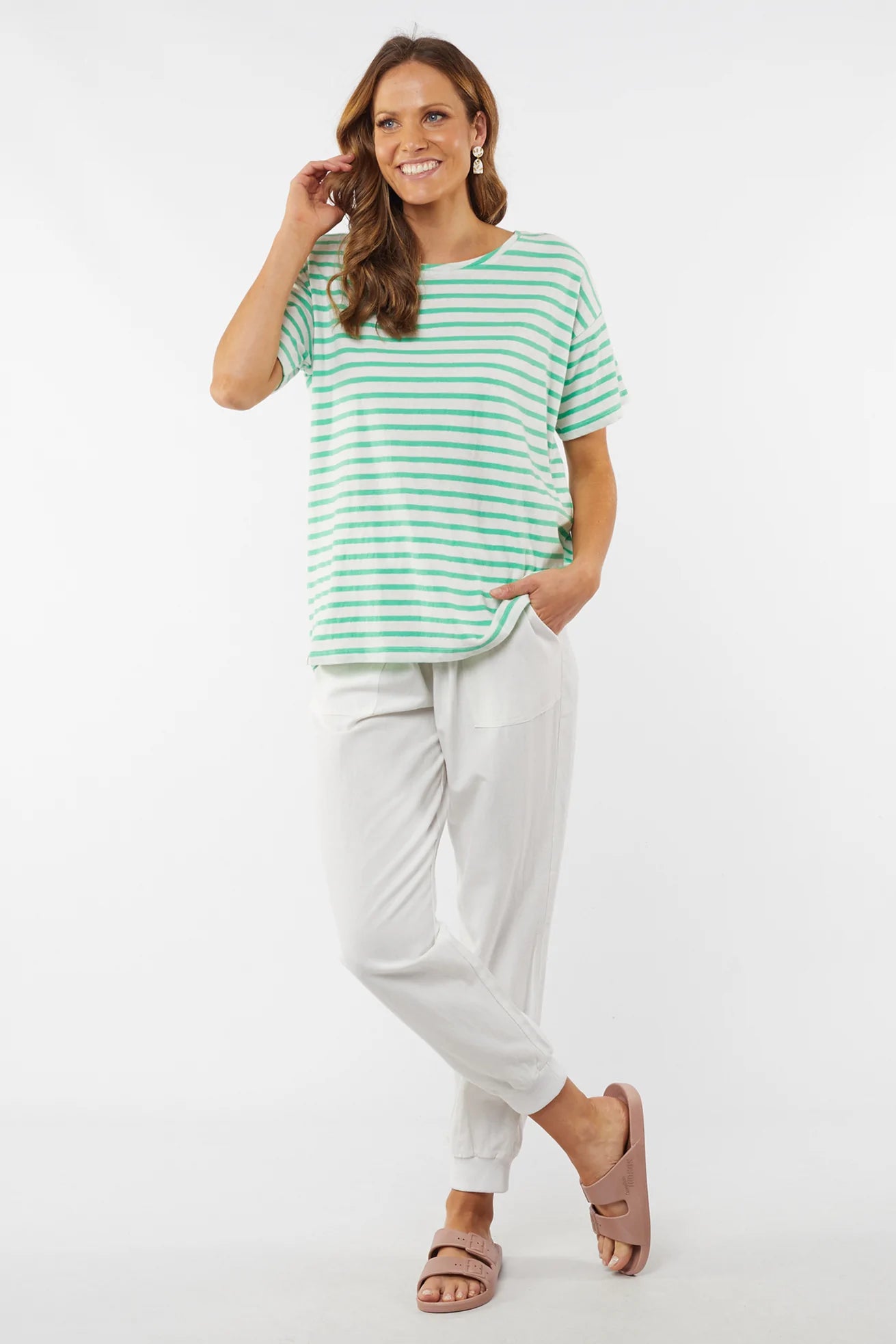 Clover Short Sleeve Tee in Mint/White Stripe Clover Short Sleeve Tee in Mint/White Stripe