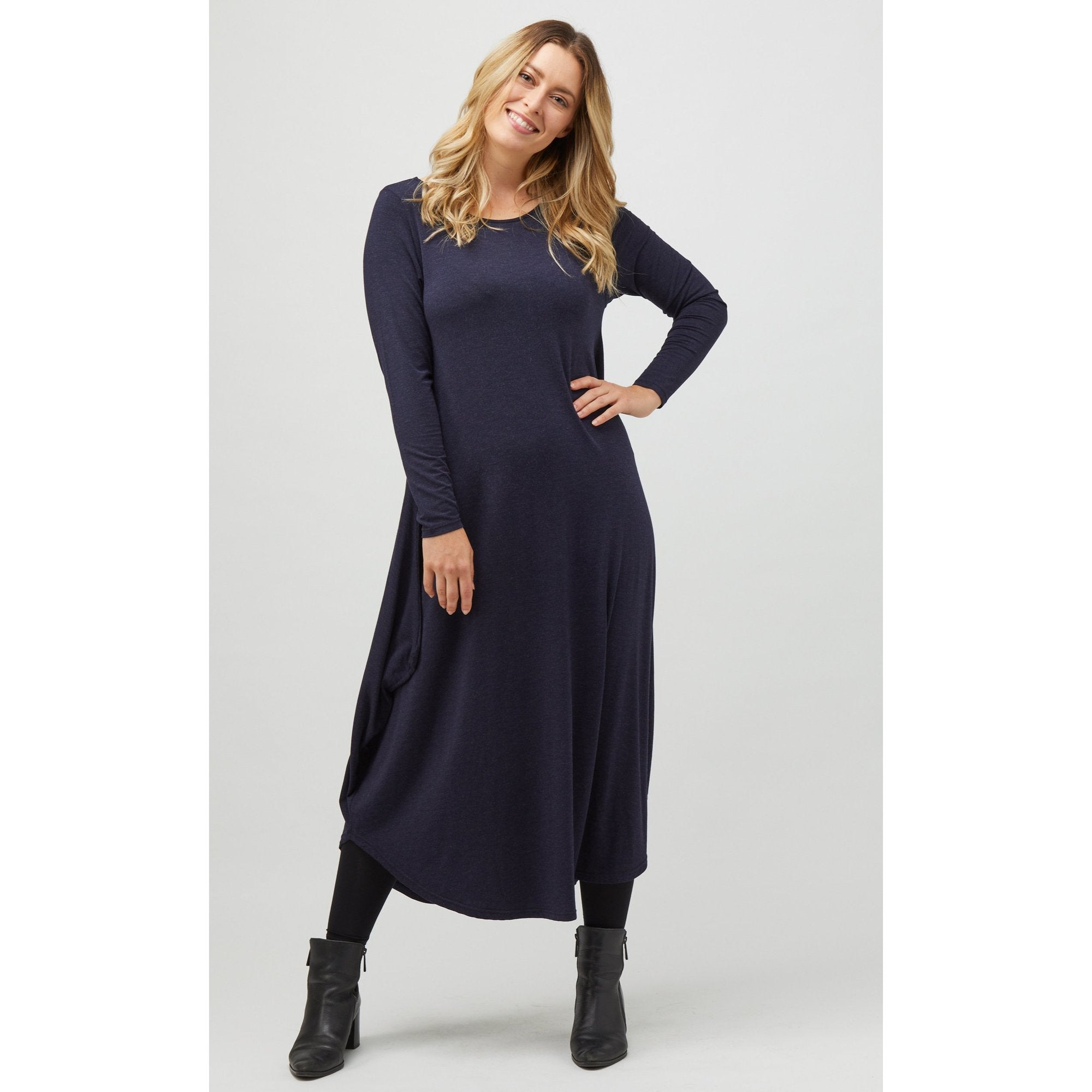 Long Sleeve Tri Dress in Midnight Marle Long Sleeve Tri Dress in Midnight Marle