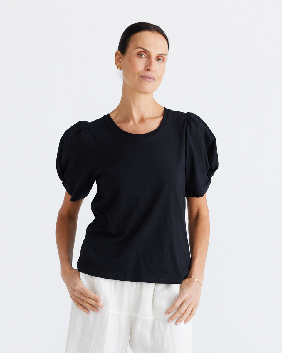 Brave + True - Abigail Tee Shirt in Black - Womens Clothing - puff ...