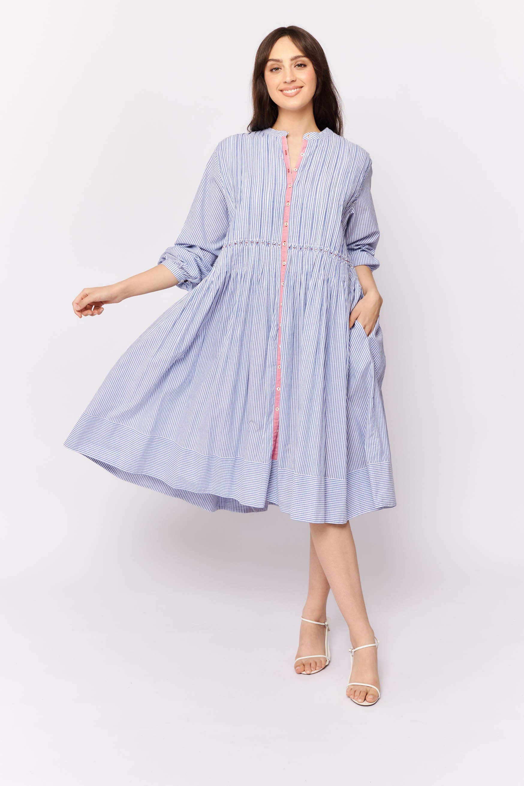Arabesque Dress in Royal Blue Stripe Arabesque Dress in Royal Blue Stripe