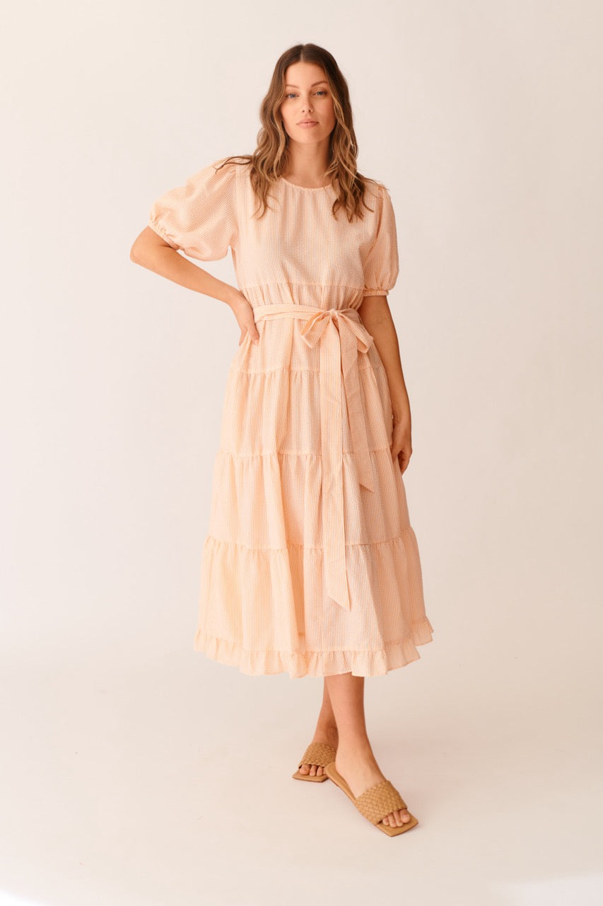 Daisy Dress in Orange Seersucker Daisy Dress in Orange Seersucker