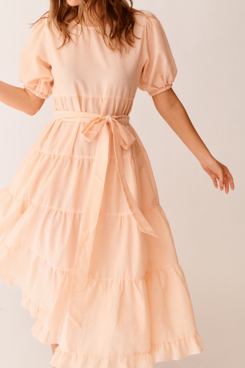 Daisy Dress in Orange Seersucker Daisy Dress in Orange Seersucker