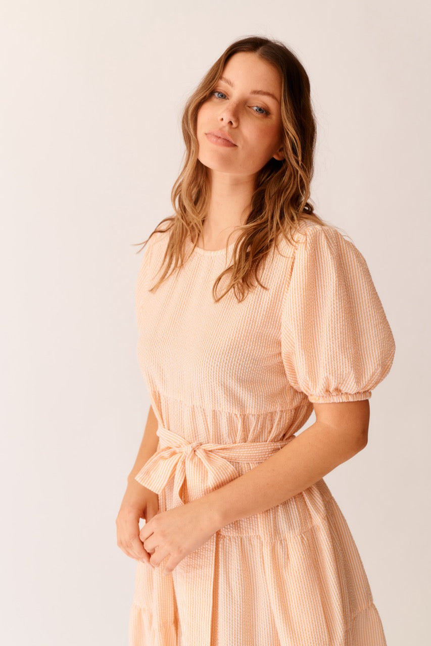 Daisy Dress in Orange Seersucker Daisy Dress in Orange Seersucker