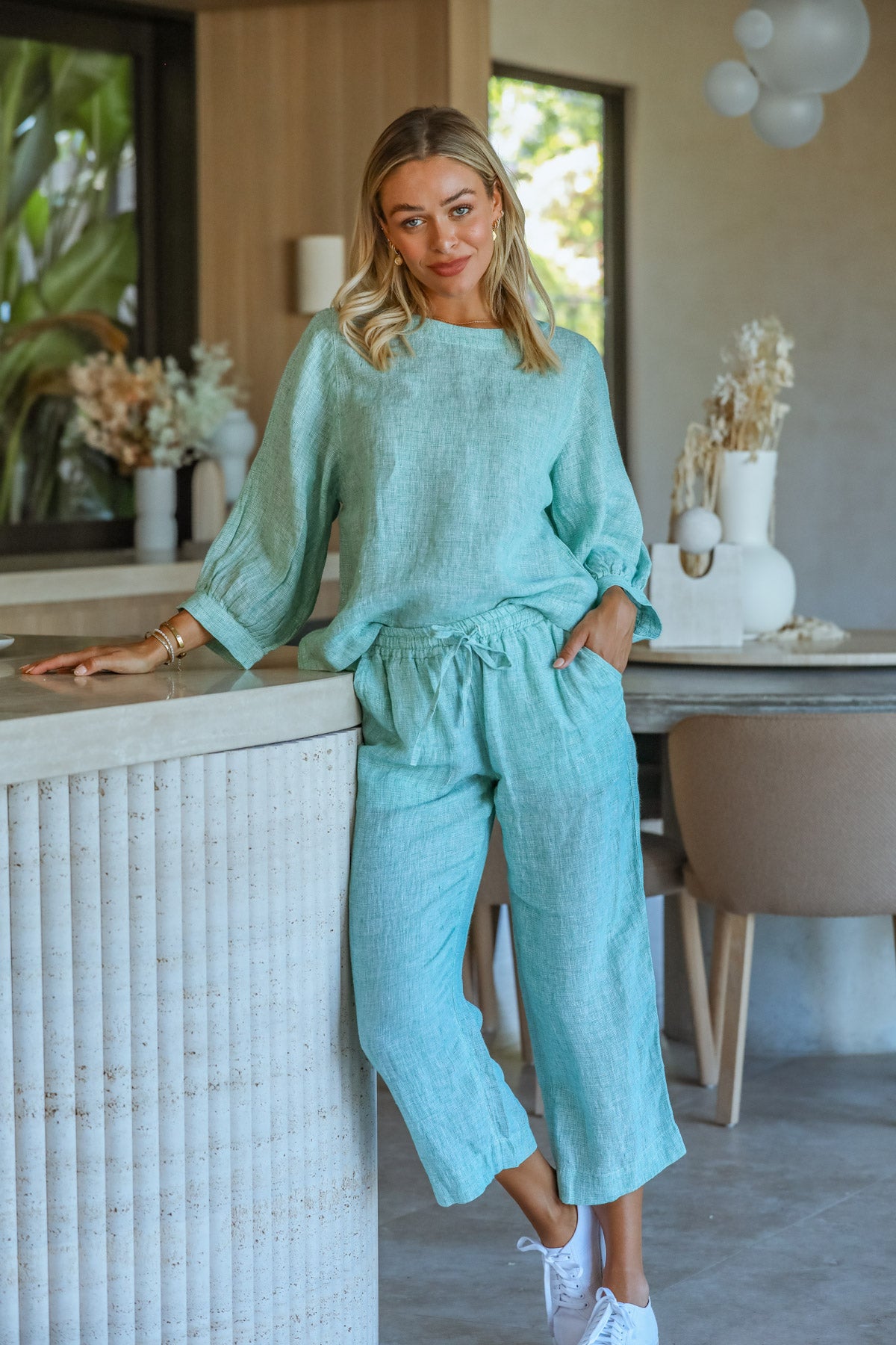 GA242 Maya Pants in Green Houndstooth GA242 Maya Pants in Green Houndstooth