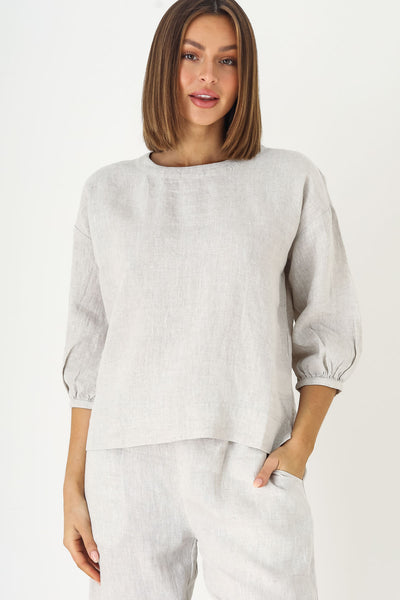 GA354 Button Hem Top in Sand GA354 Button Hem Top in Sand