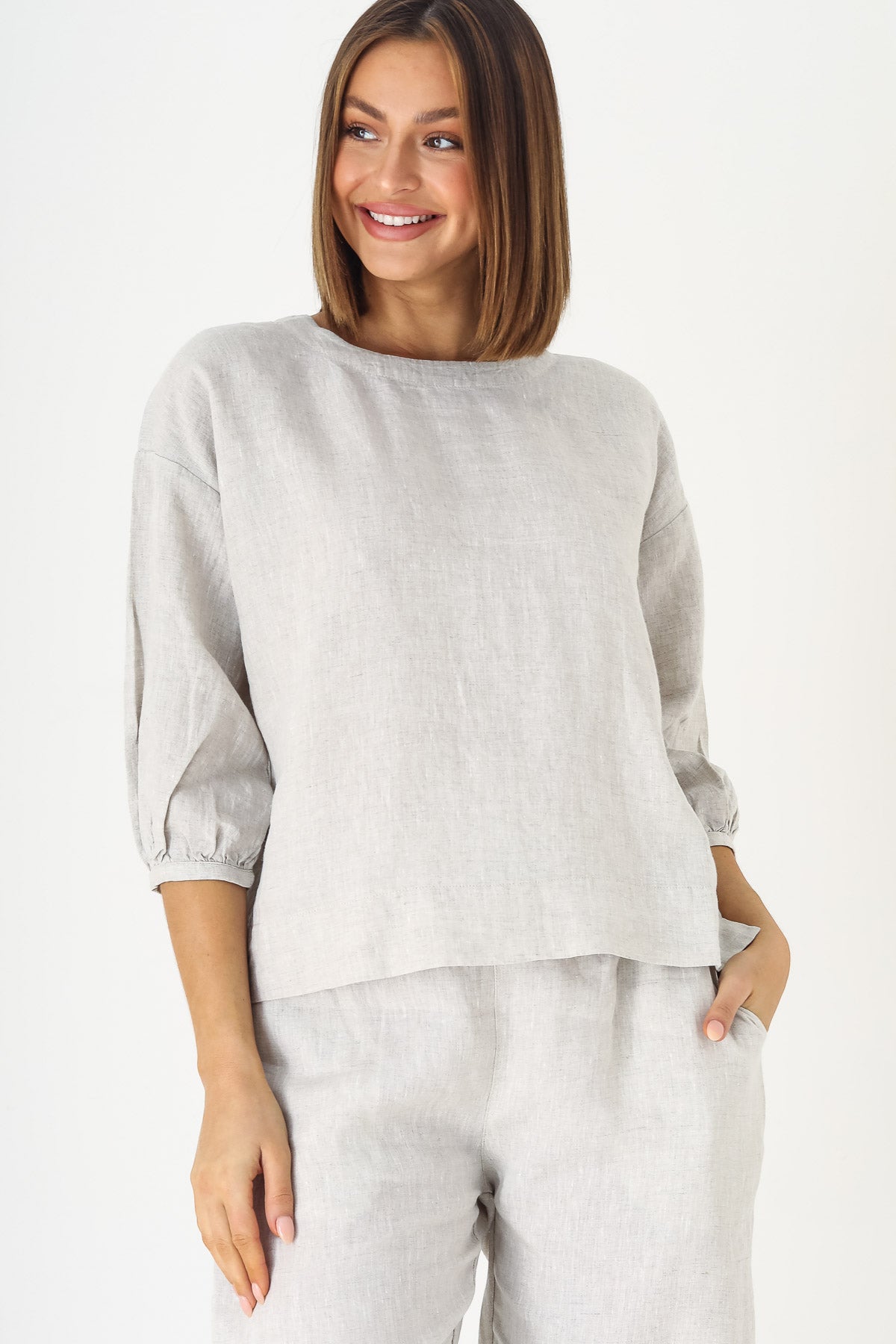 GA354 Button Hem Top in Sand GA354 Button Hem Top in Sand