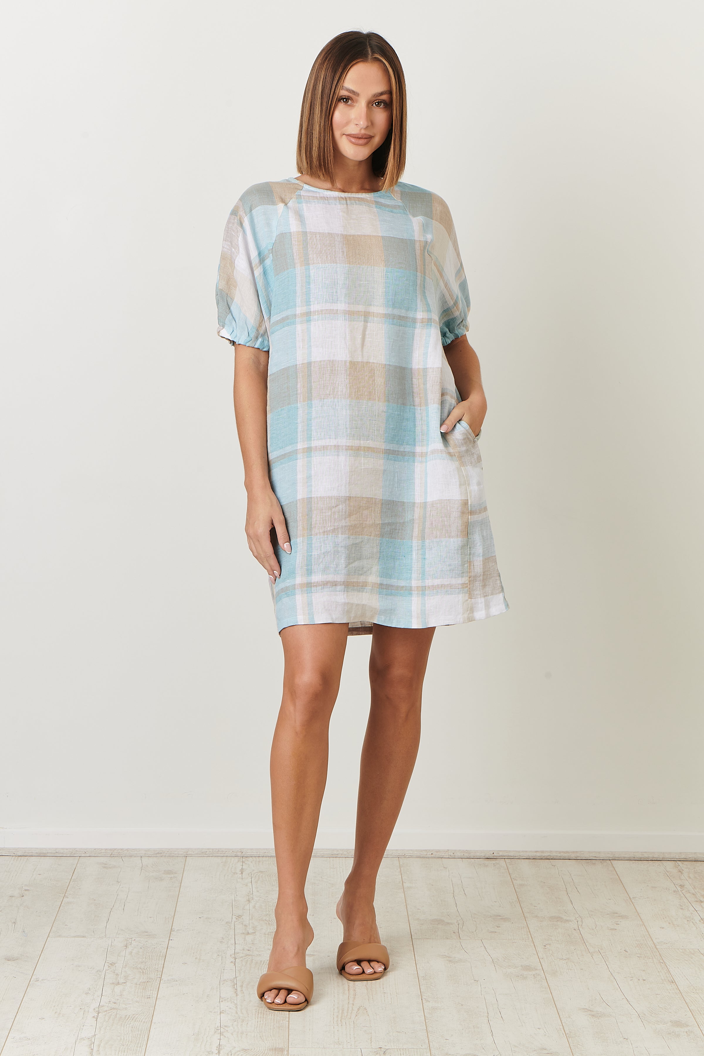 GA395 Linen Shift Dress in Azure GA395 Linen Shift Dress in Azure