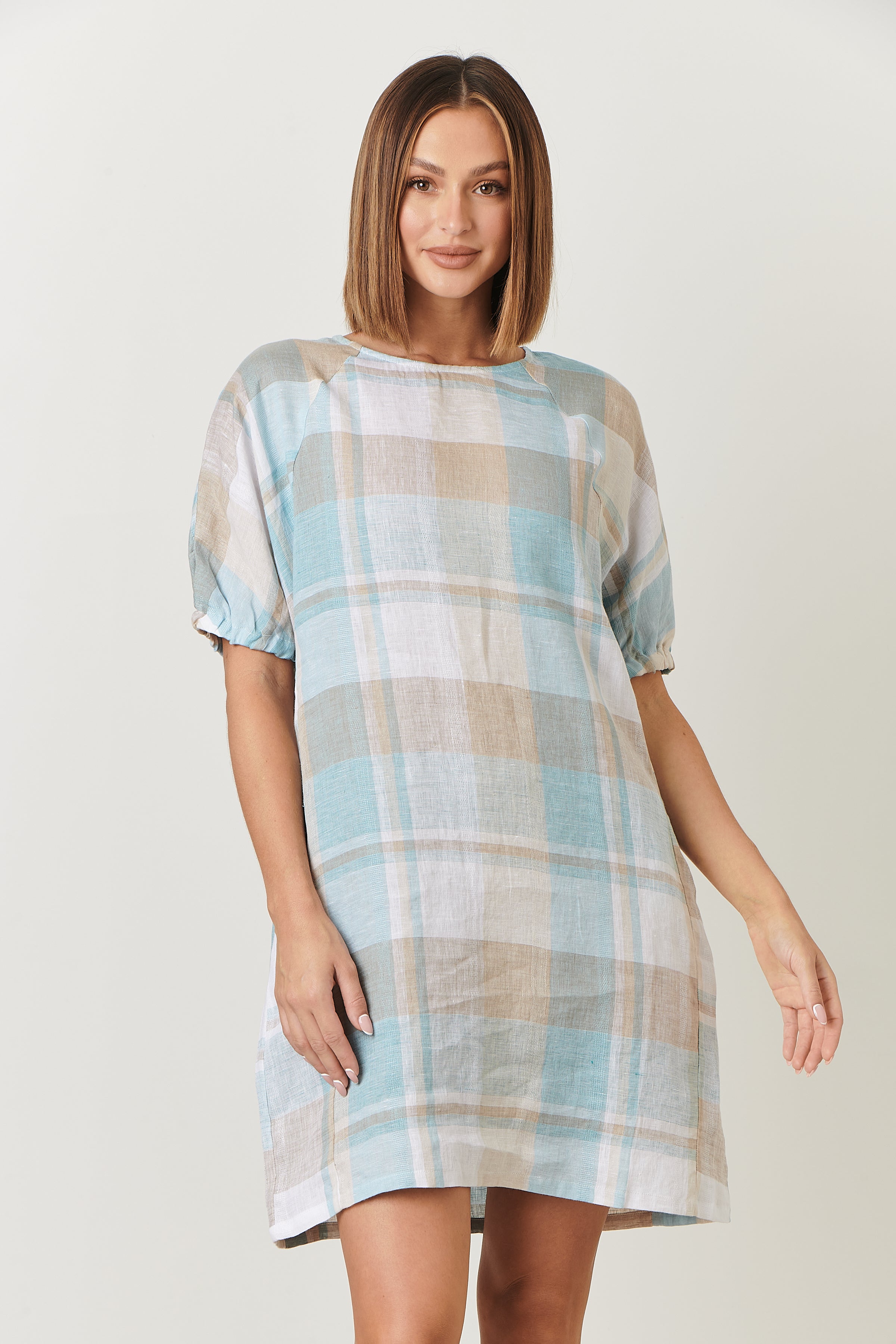 GA395 Linen Shift Dress in Azure GA395 Linen Shift Dress in Azure