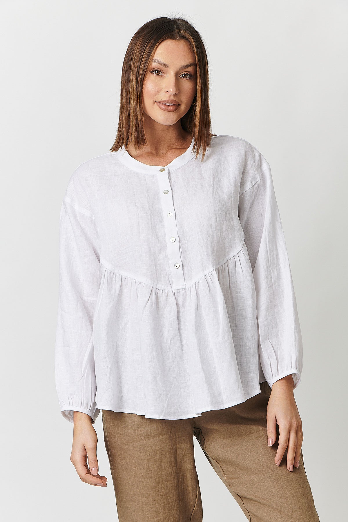 GA413 Babydoll Top in White GA413 Babydoll Top in White