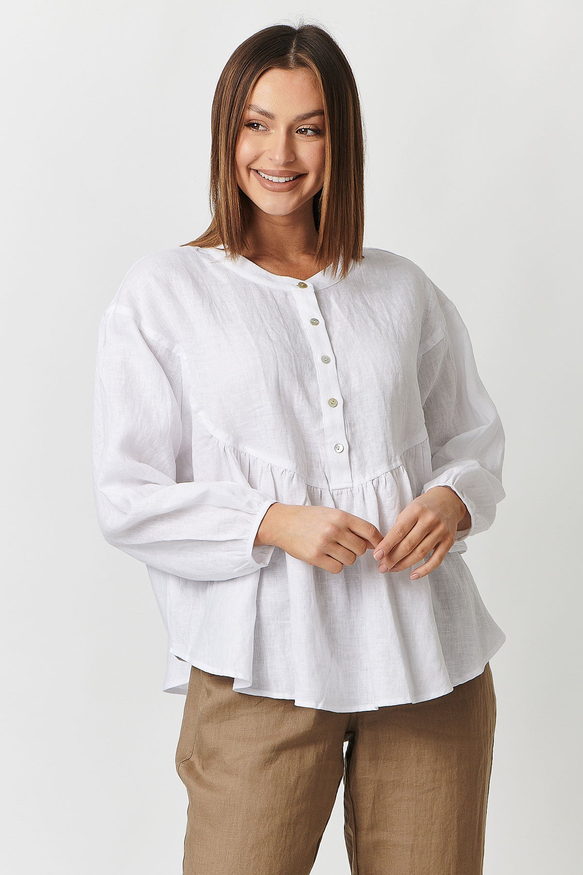GA413 Babydoll Top in White GA413 Babydoll Top in White