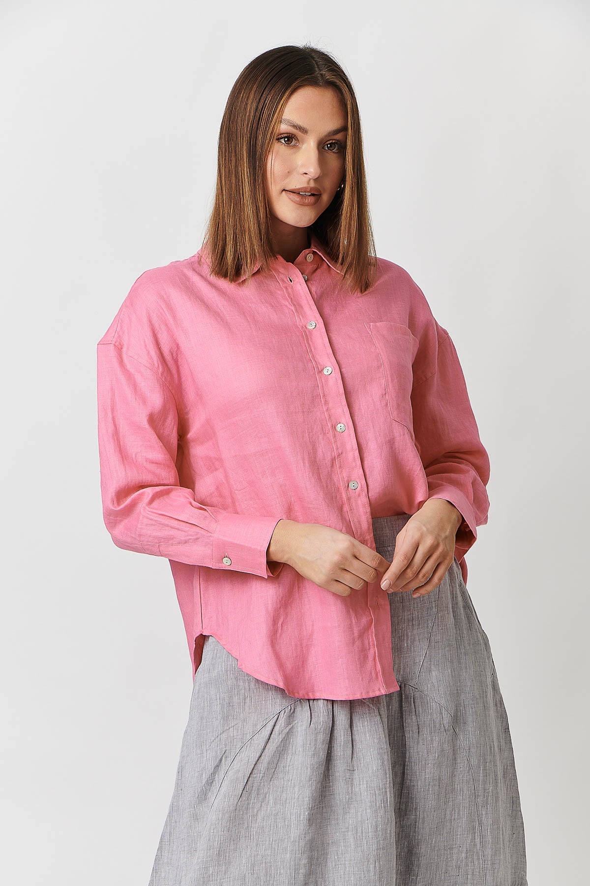 GA415 Classic Button Up Shirt in Azalea GA415 Classic Button Up Shirt in Azalea