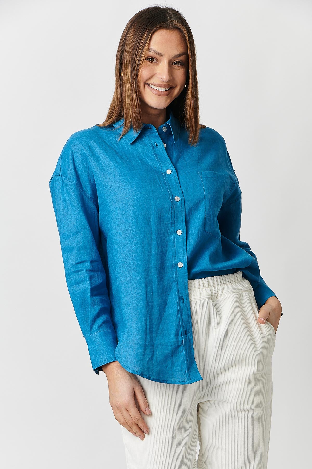 GA415 Classic Button Up Shirt in Azalea GA415 Classic Button Up Shirt in Azalea