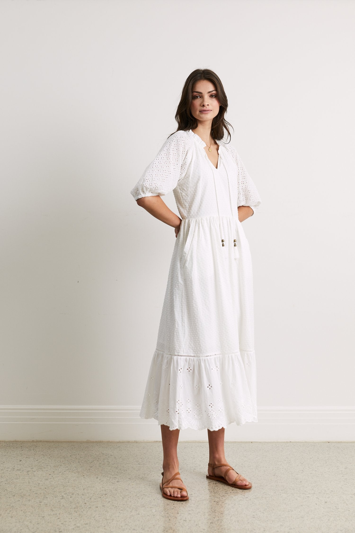 Willow Midi Dress in Porcelain Willow Midi Dress in Porcelain