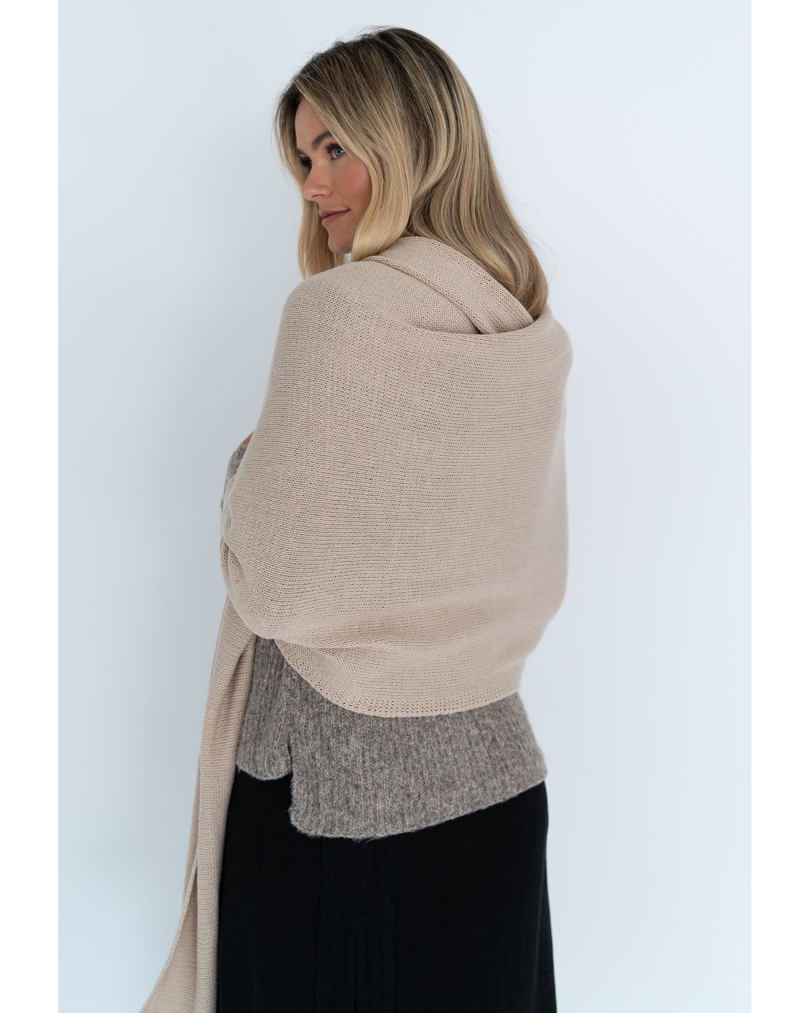 Humidity Lifestyle - Wide Wrap Scarf in Latte - Womens Accessories