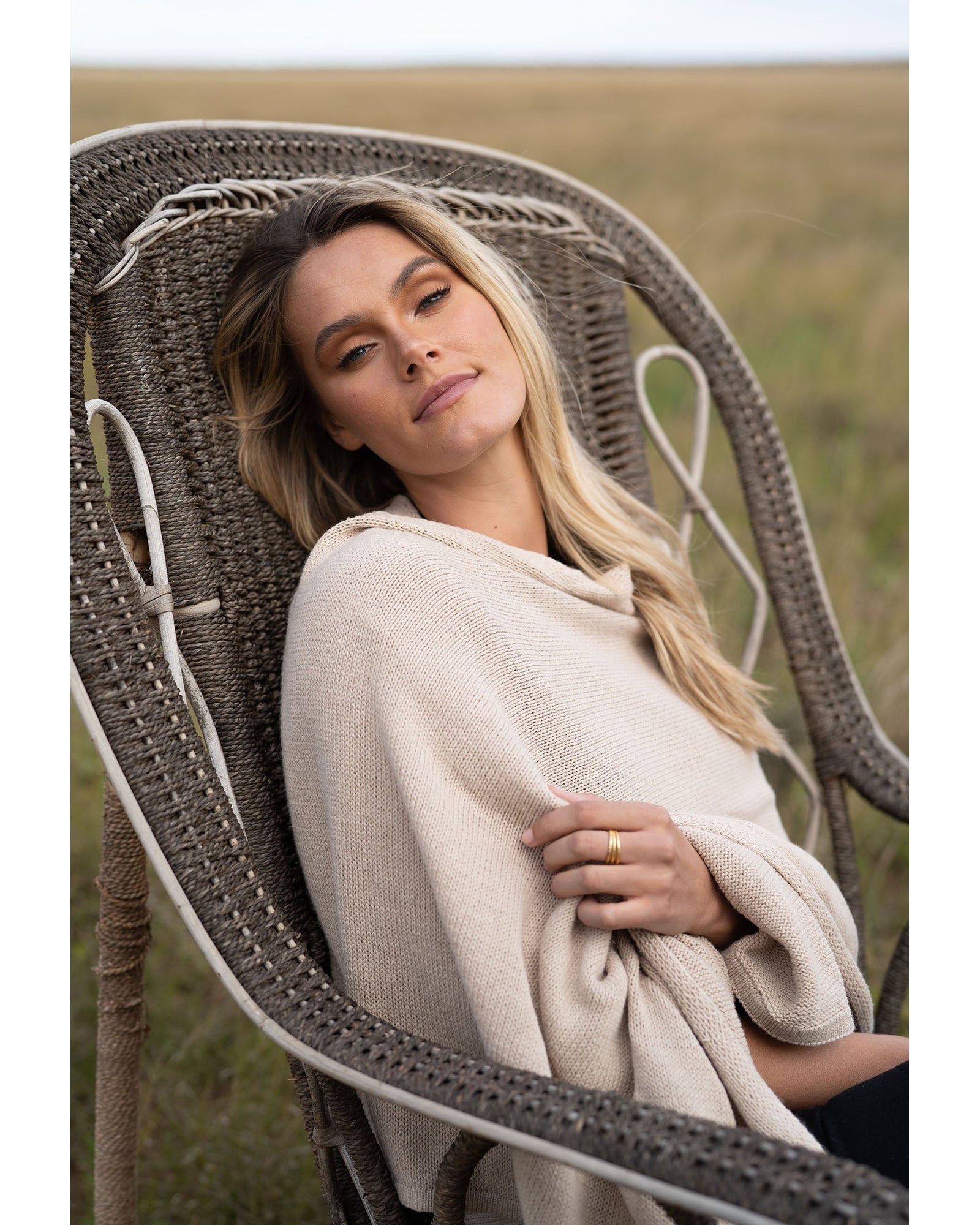 Humidity Lifestyle - Wide Wrap Scarf in Latte - Womens Accessories