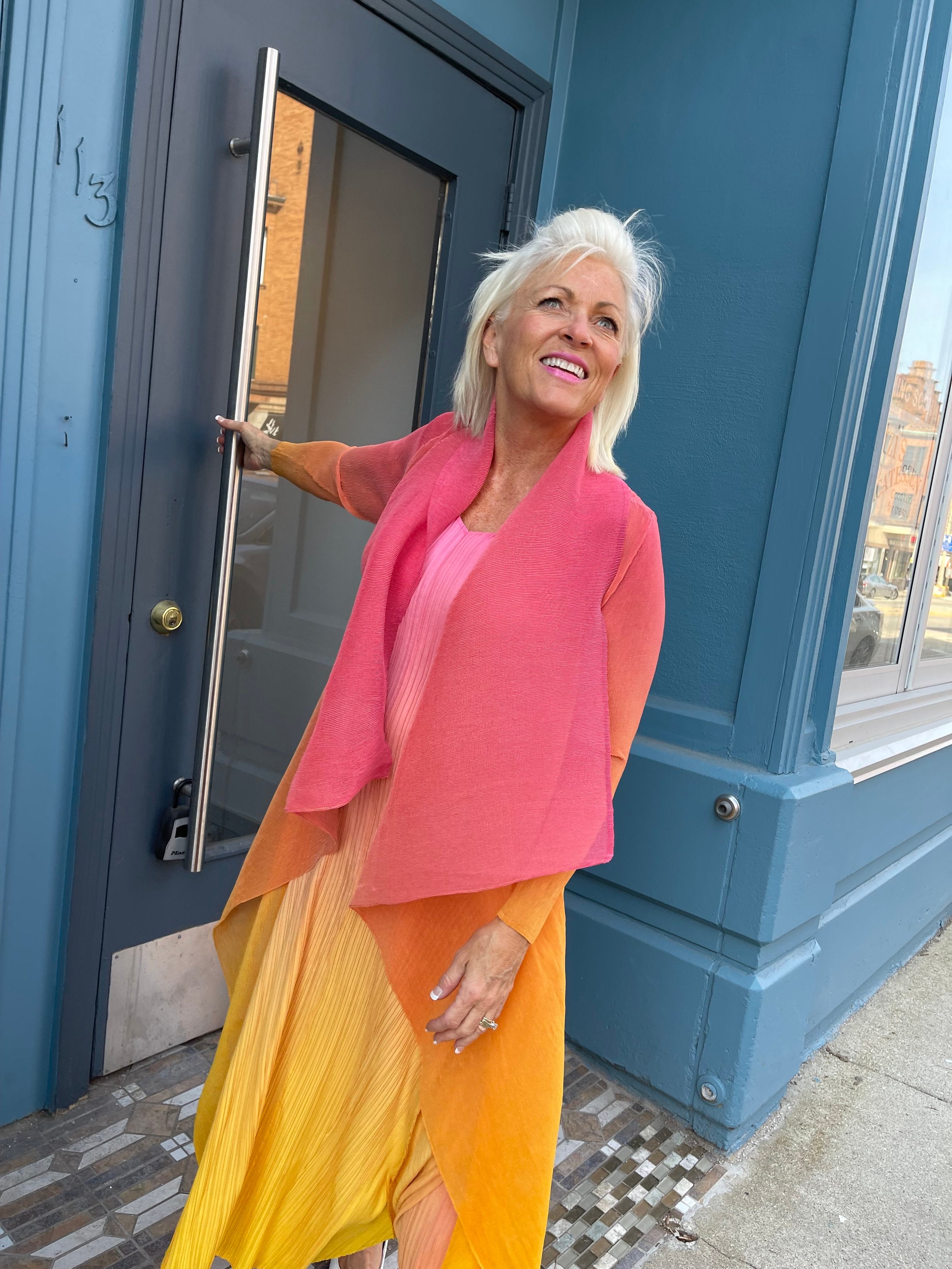 Long Estrella Dress in Hot Pink/Yellow Ombre Long Estrella Dress in Hot Pink/Yellow Ombre