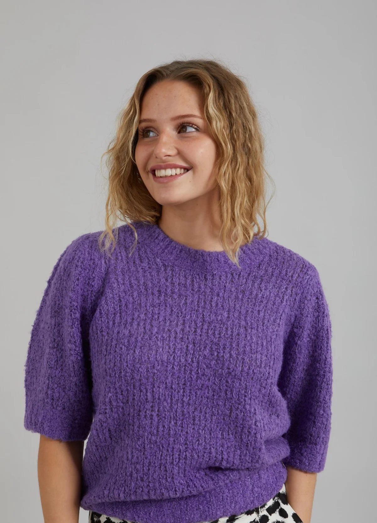 Knit with Puff Sleeves in Warm Purple Knit with Puff Sleeves in Warm Purple
