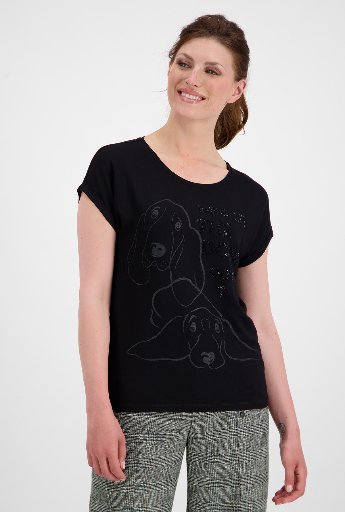 Black Rhinestone Dog Script Tee Black Rhinestone Dog Script Tee