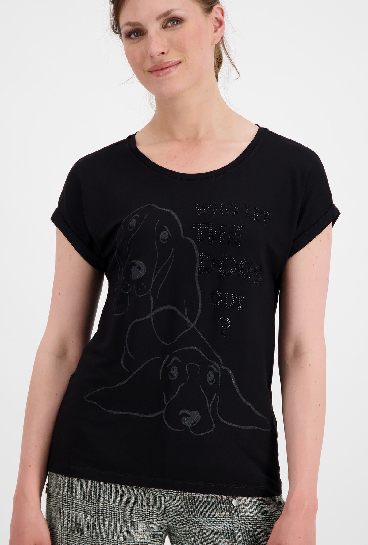 Black Rhinestone Dog Script Tee Black Rhinestone Dog Script Tee