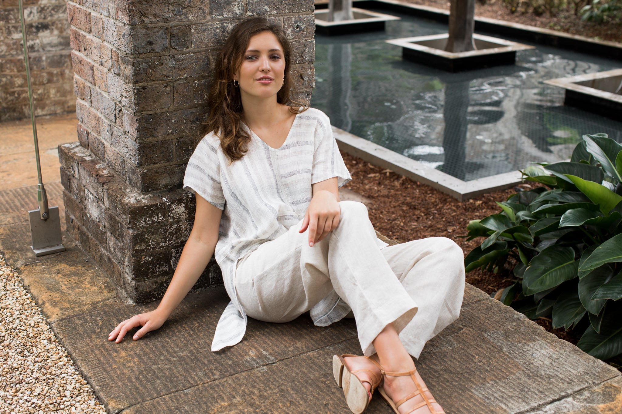 GA160 Wide Leg Pant in Natural GA160 Wide Leg Pant in Natural