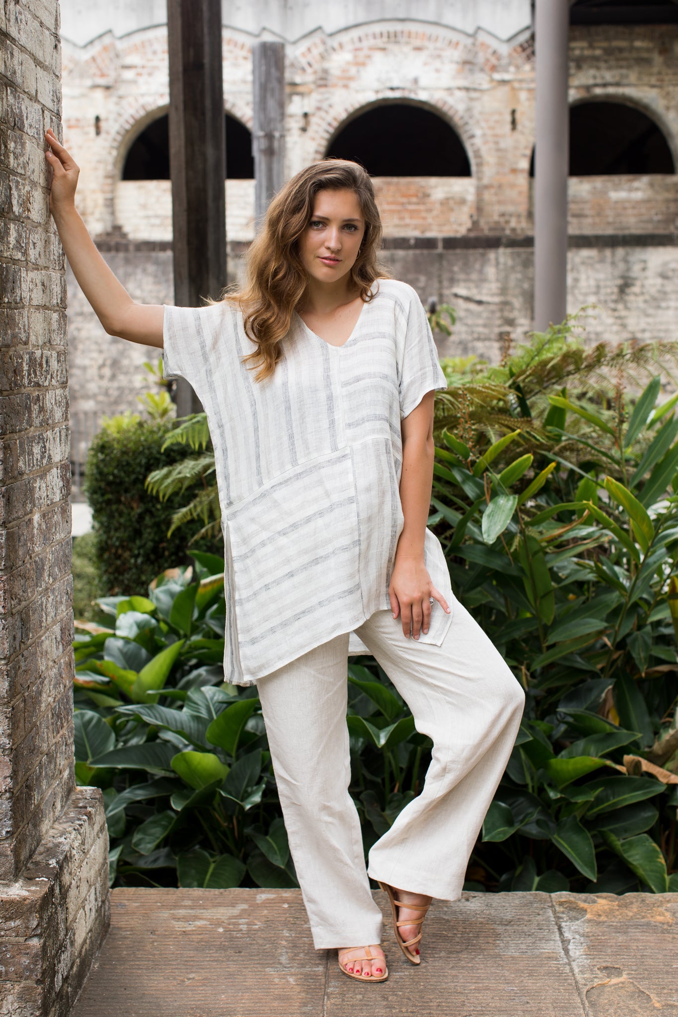 GA160 Wide Leg Pant in Natural GA160 Wide Leg Pant in Natural