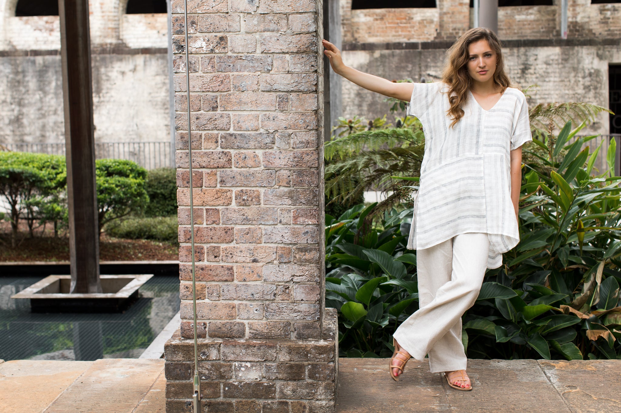 GA160 Wide Leg Pant in Natural GA160 Wide Leg Pant in Natural