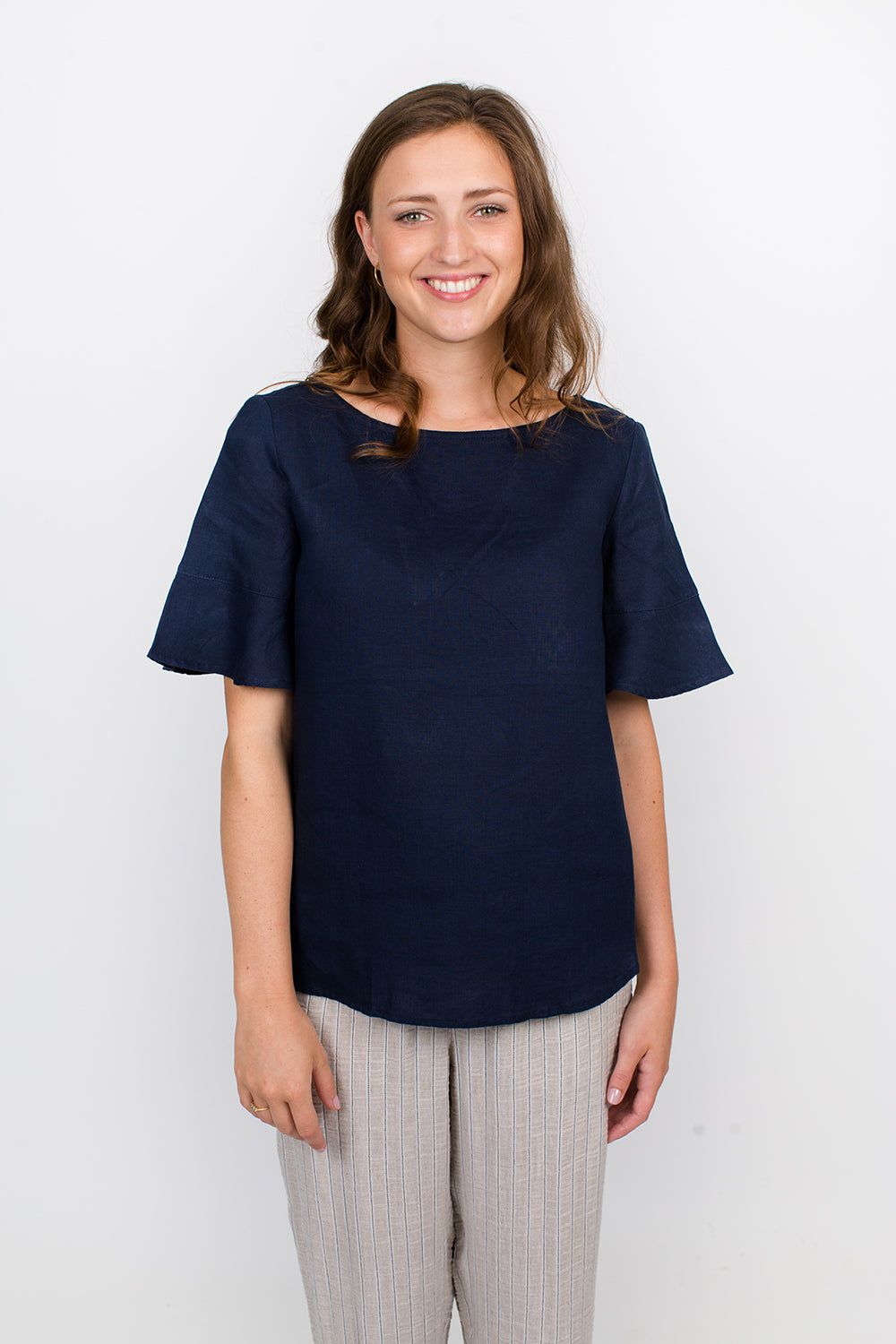 GA220 Frill Sleeve Top in Dark Navy GA220 Frill Sleeve Top in Dark Navy
