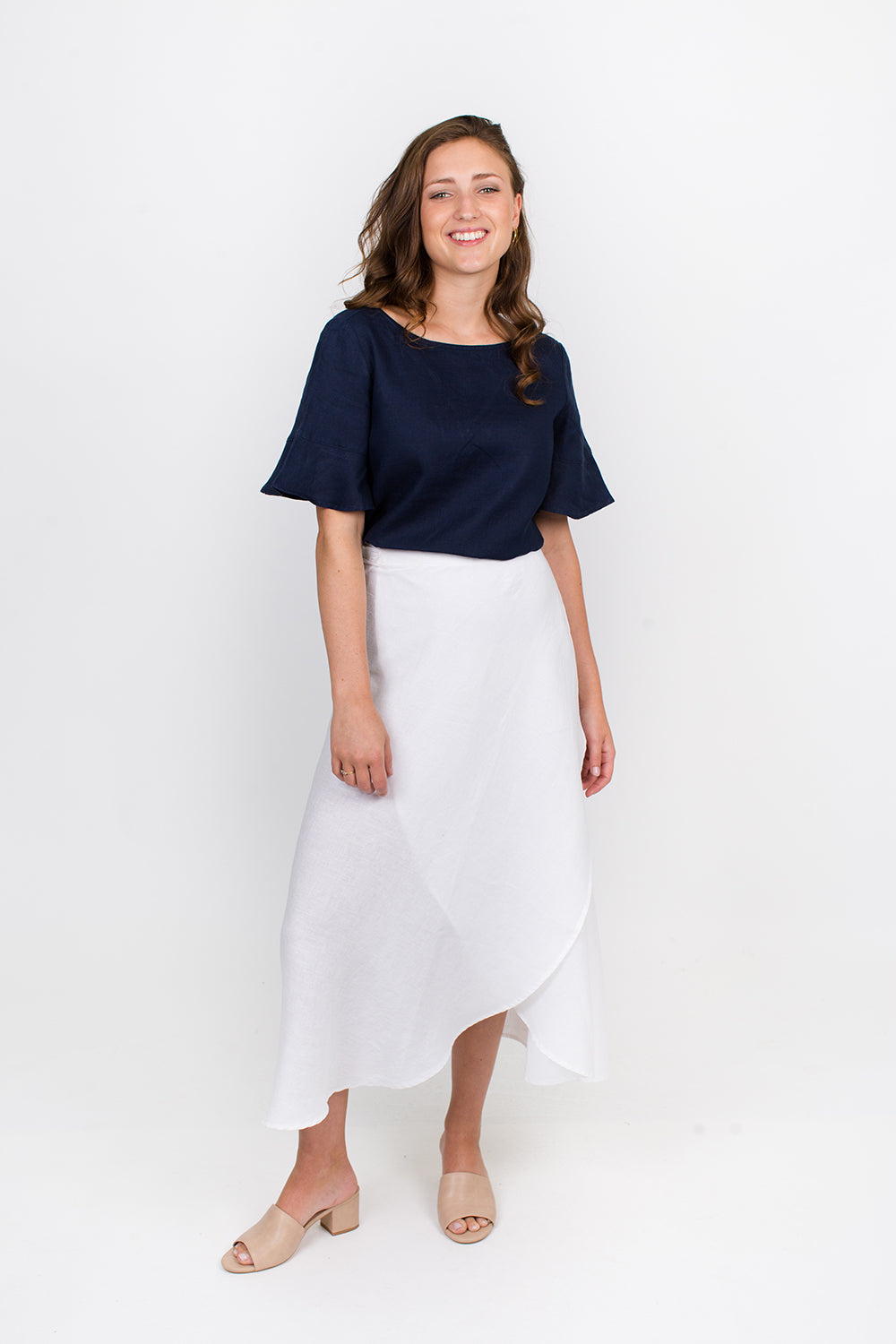 GA220 Frill Sleeve Top in Dark Navy GA220 Frill Sleeve Top in Dark Navy