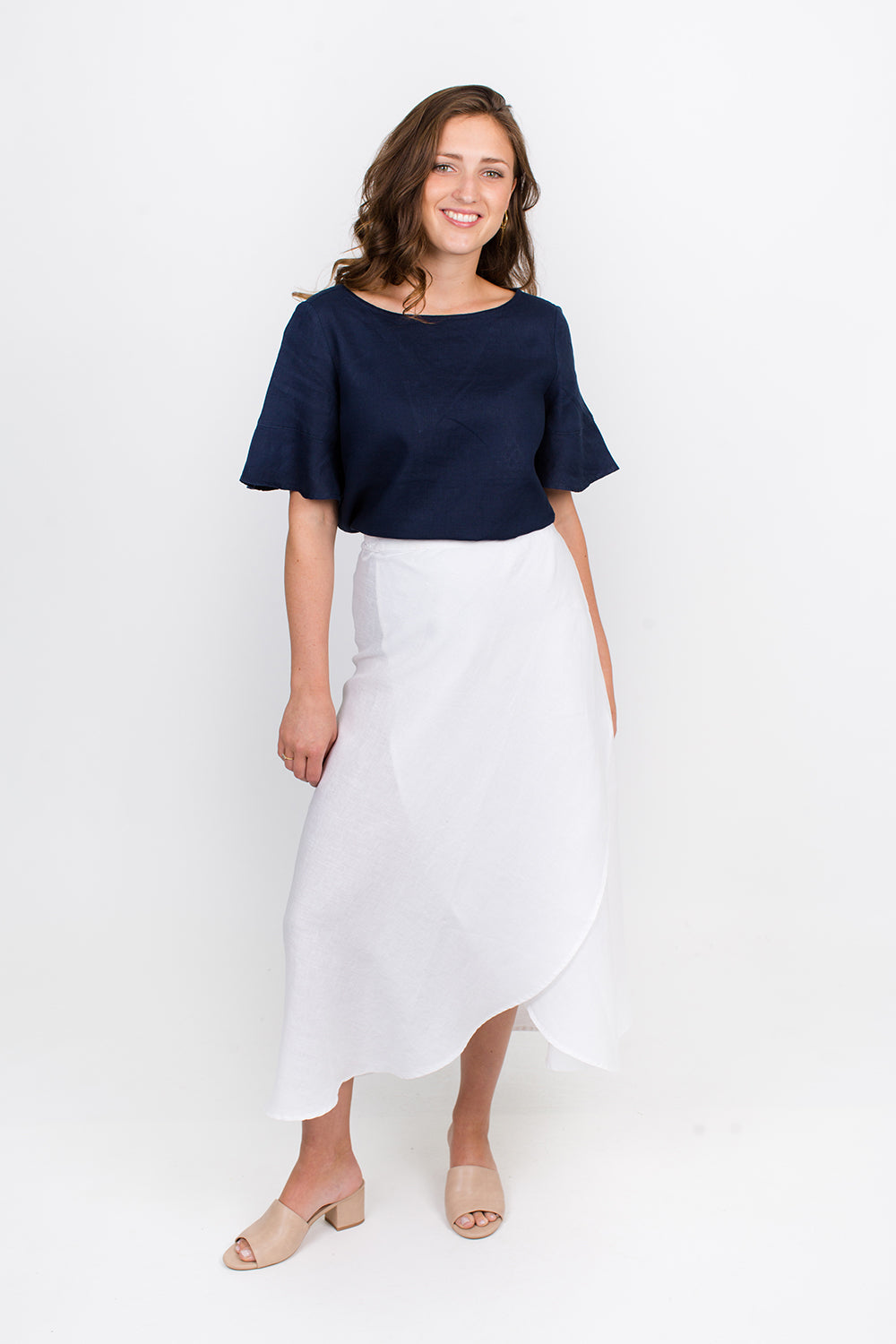 GA220 Frill Sleeve Top in Dark Navy GA220 Frill Sleeve Top in Dark Navy