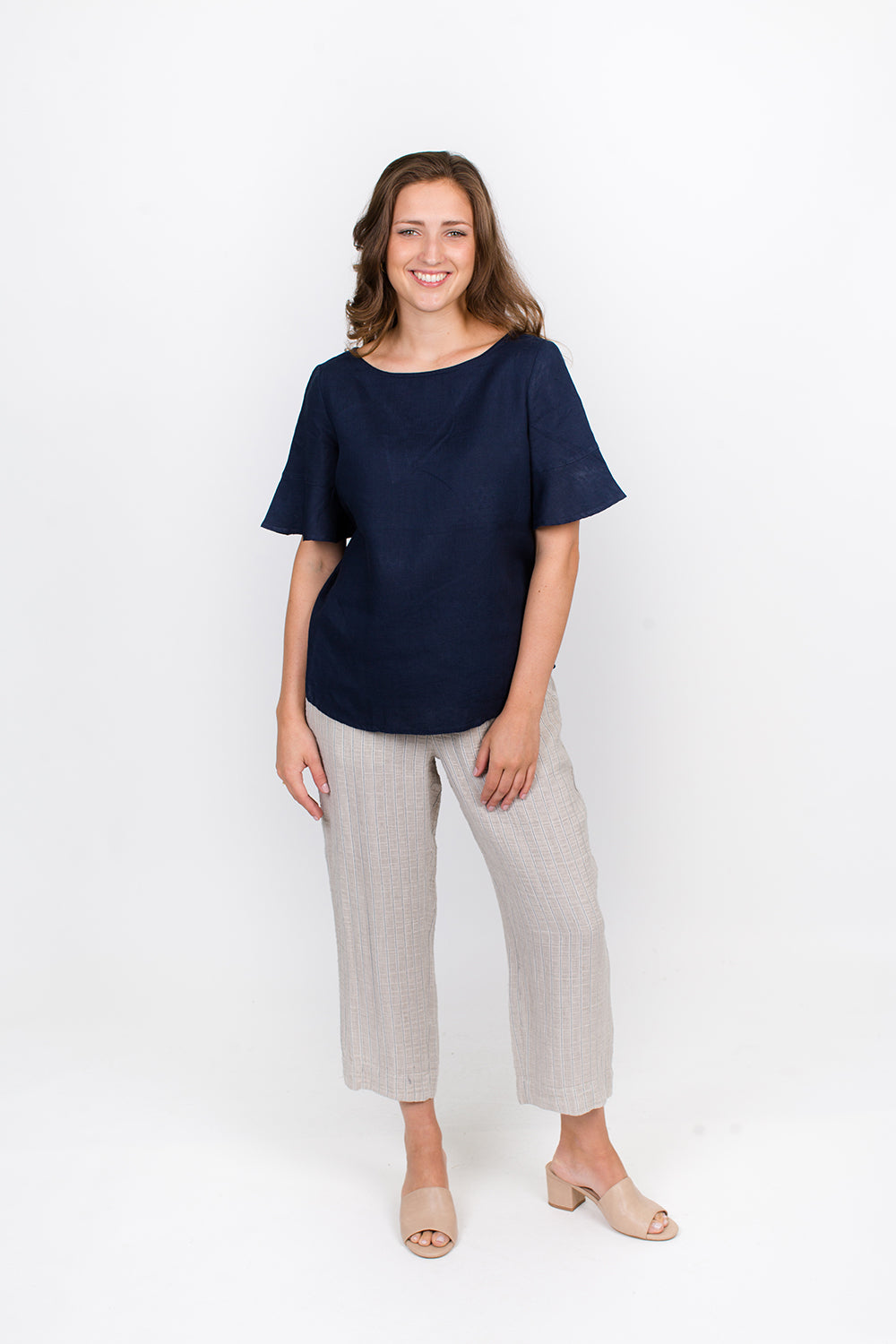 GA220 Frill Sleeve Top in Dark Navy GA220 Frill Sleeve Top in Dark Navy