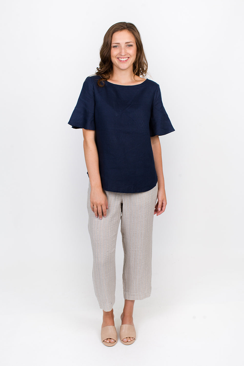 GA220 Frill Sleeve Top in Dark Navy GA220 Frill Sleeve Top in Dark Navy