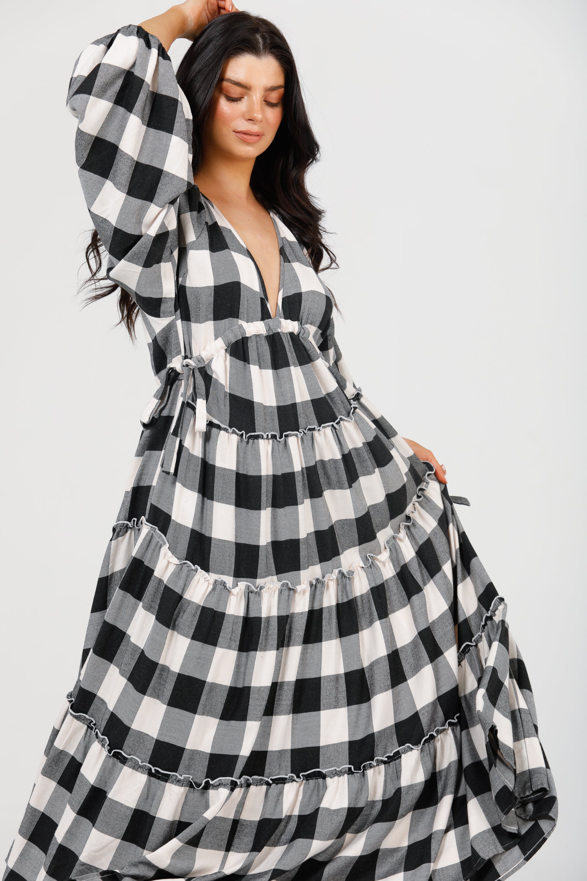 Wing and A Prayer Dress in Black + White Check Wing and A Prayer Dress in Black + White Check
