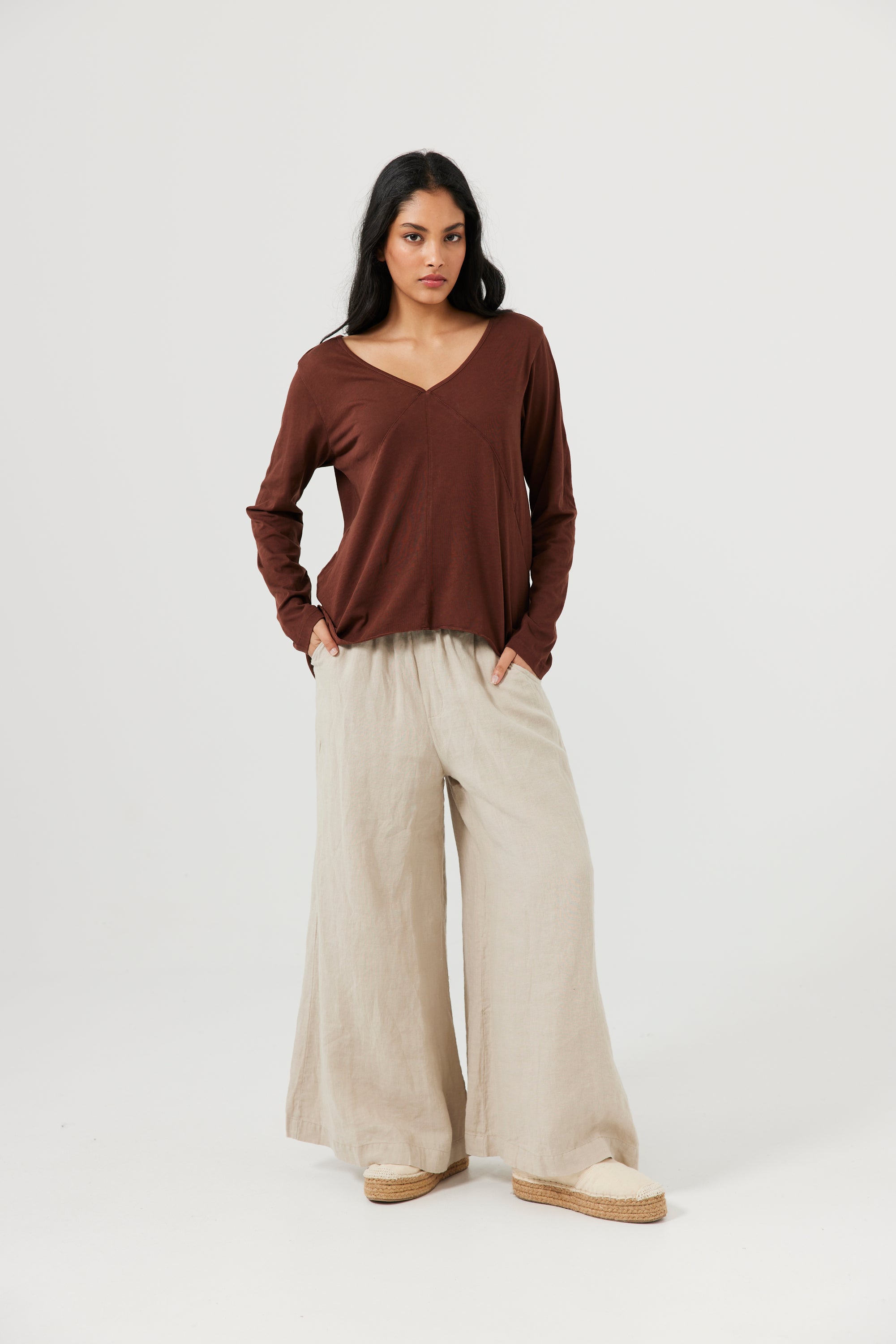 Congo Long Sleeve Tee in Chocolate Wash Congo Long Sleeve Tee in Chocolate Wash