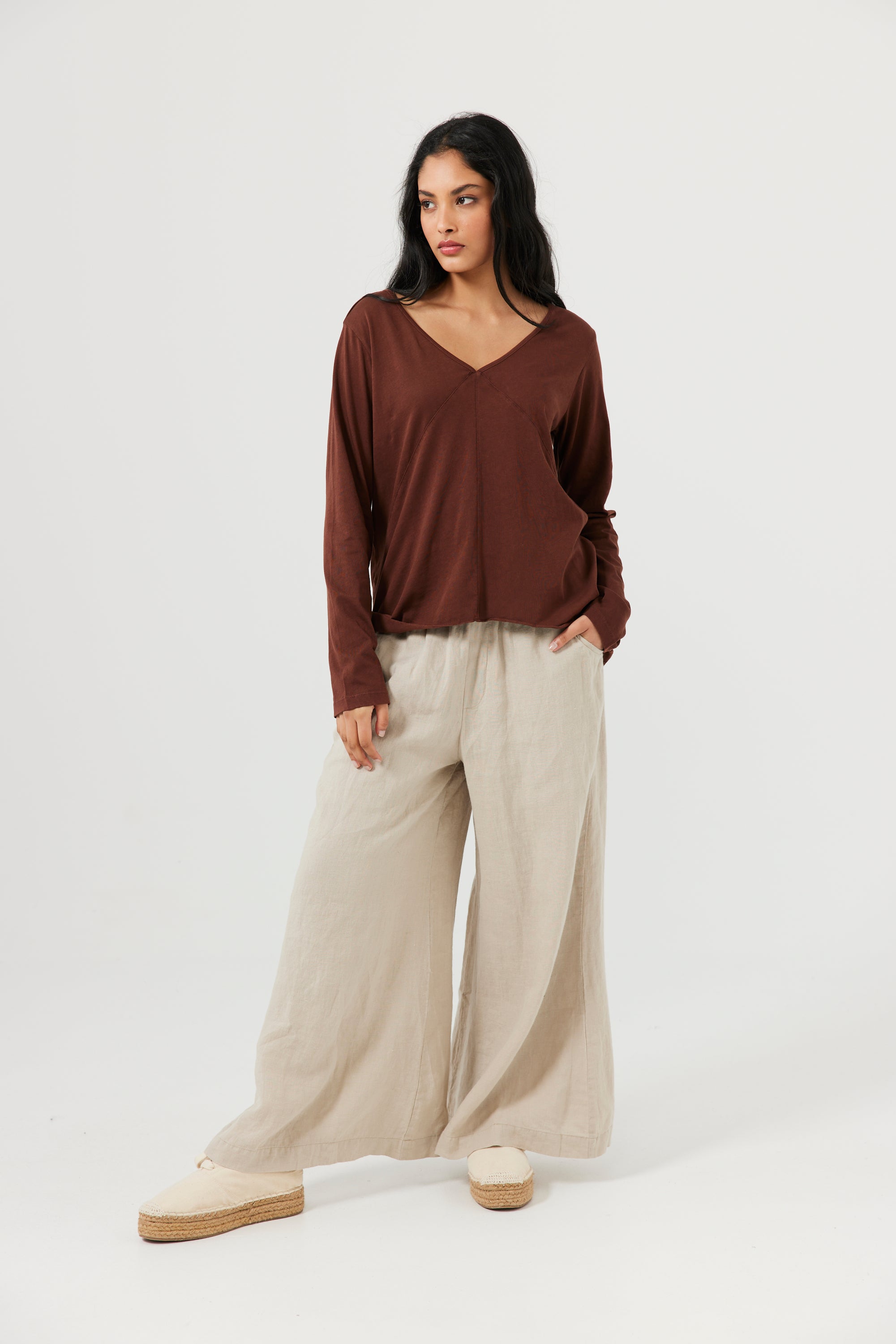 Congo Long Sleeve Tee in Chocolate Wash Congo Long Sleeve Tee in Chocolate Wash