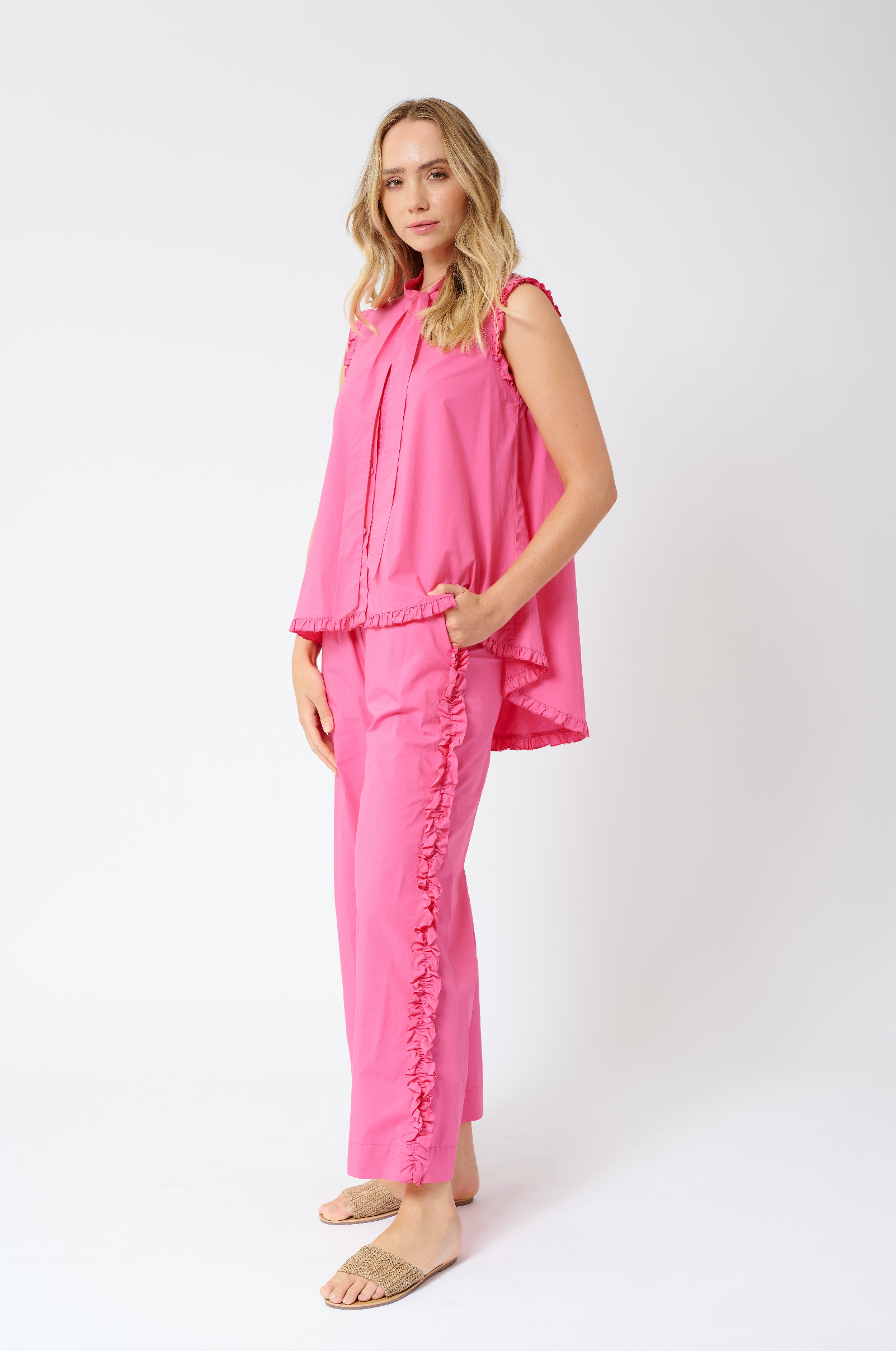 Sao Paulo Cotton Poplin Pant in Rasberry Sao Paulo Cotton Poplin Pant in Rasberry