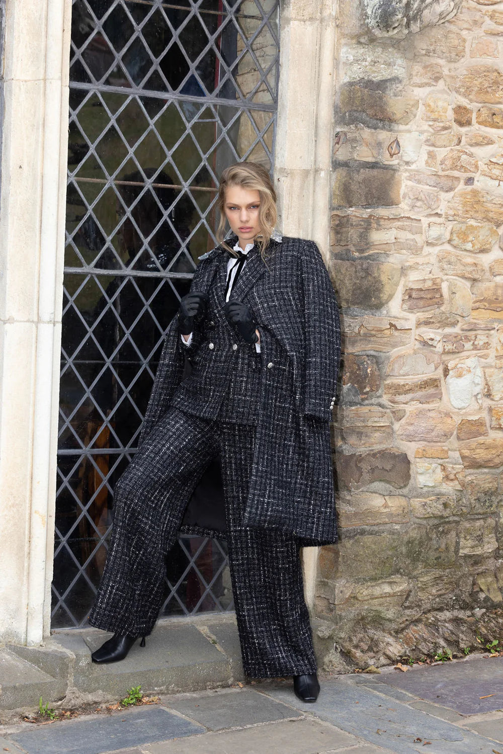 Claudia Coat Black with Silver Thread Claudia Coat Black with Silver Thread