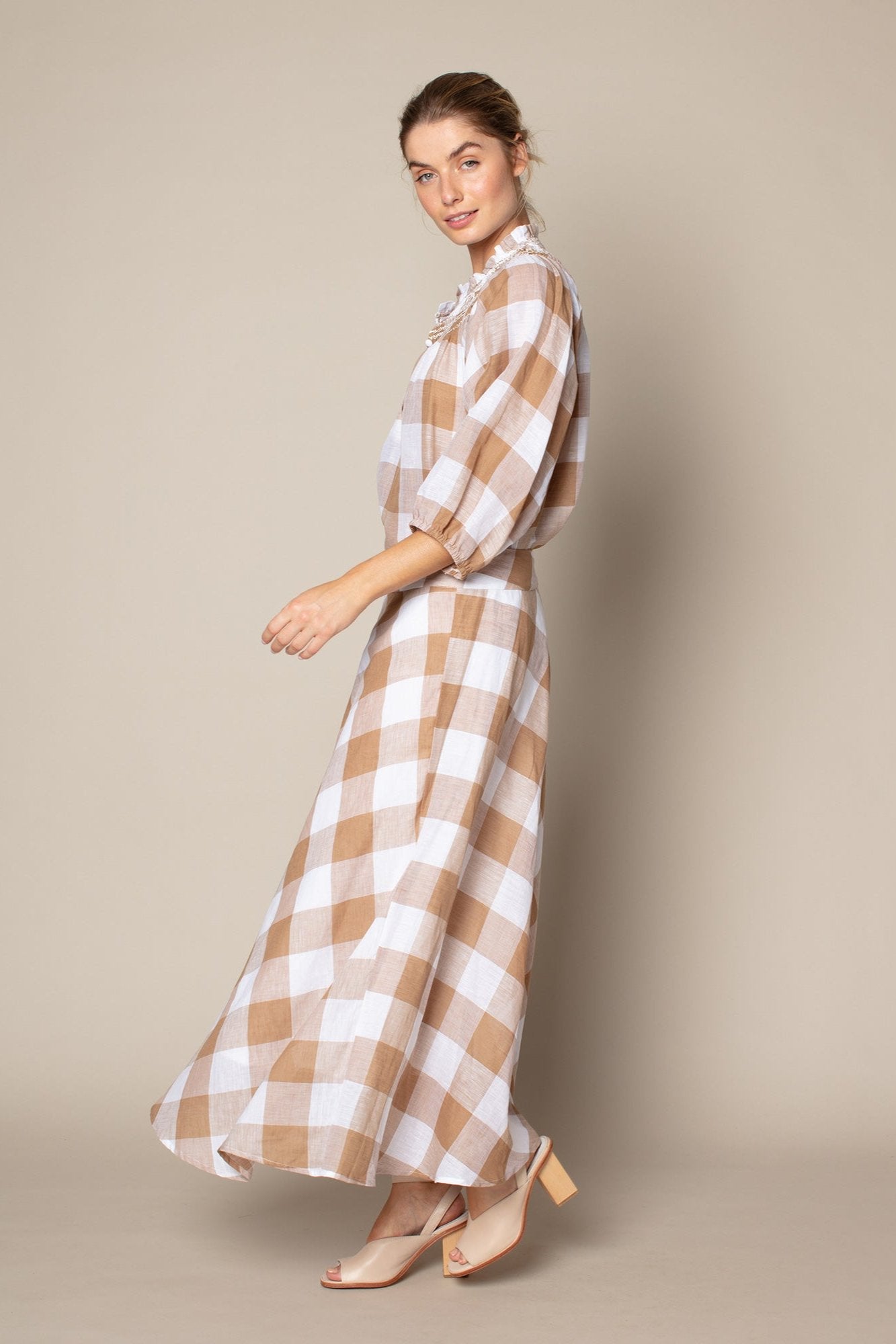 Echelon Skirt in Caramello Check Echelon Skirt in Caramello Check